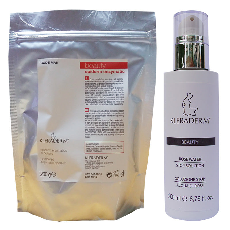Kleraderm Powdered Enzymatic Epiderm 200 gr & Stop Solution 150 ml.