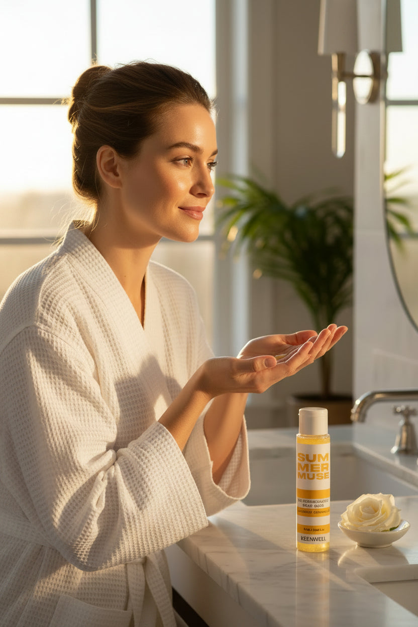 Keenwell Summer Muse cleansing gel bottle on a white background
